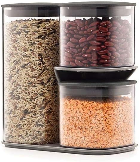 Joseph Joseph Podium Dry Food Storage Container Set with Stand, 3-piece, Gray