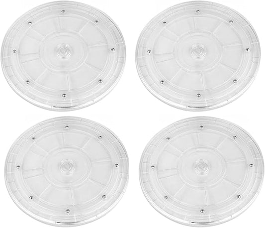 Lazy Susan Clear,4-Pack, 8" Diameter,Susenya Acrylic Smooth Rotating Turntable Organizer for Cake Decorating, Rotating TV or Monitor Hobby Spray Booths, Airbrushing Projects and More Clear