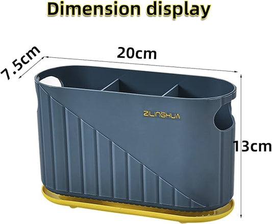Kitchen Cutlery Drainer Utensil Holder Cutlery Storage Box Wall-Mounted Tableware Storage Holder Utensil Caddy Flatware Organizer Countertop (Blue)