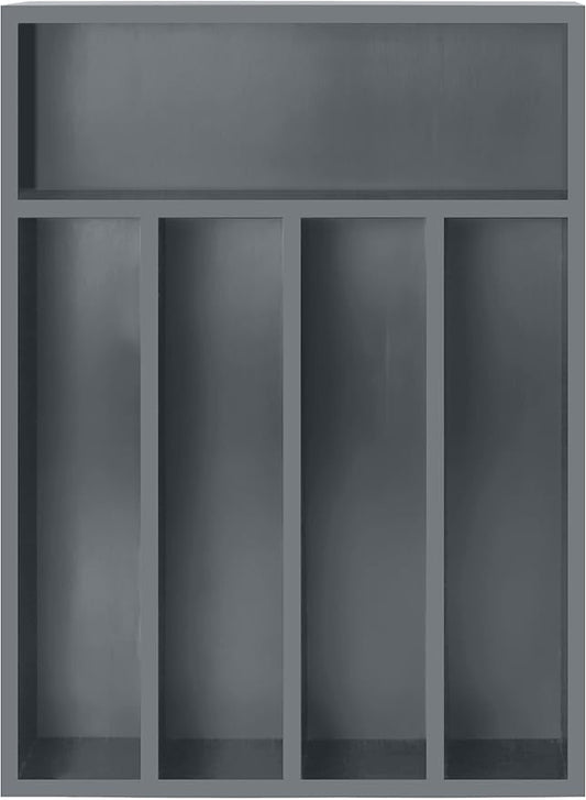 Utopia Kitchen Silverware Organizer, Bamboo Utensil Drawer Organizer for Cutlery, Utensils & Flatware (5 Compartment, Grey) Pack of 1
