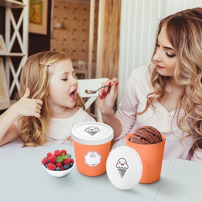Ice Cream Containers (2 Pack - 1 Quart Each), Ice Cream Containers for Homemade Ice Cream, Ice Cream Storage Containers for Freezer, 1 Quart Freezer Containers for Ice Cream Storage - Berry