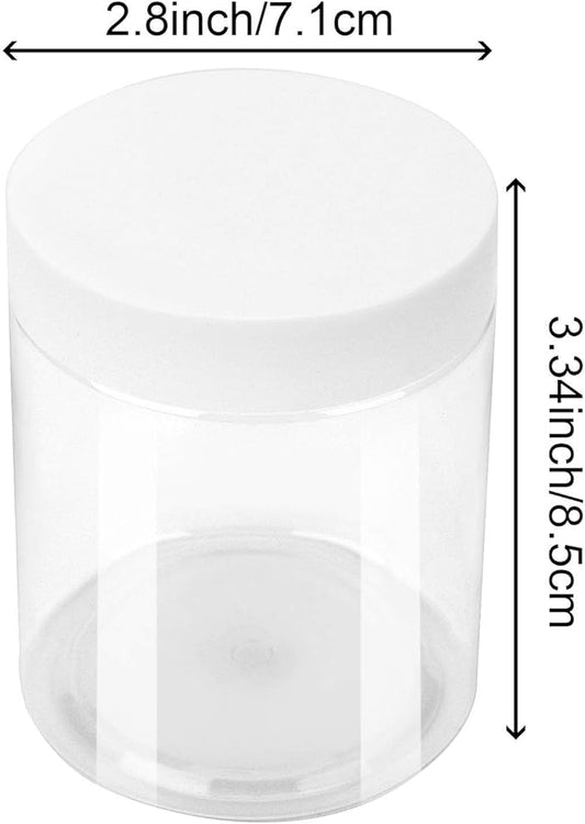 ZOENHOU 30 PCS 8 OZ Clear Plastic Jars with White Lids, Leakproof Food-Grade Storage Refillable Containers Bulks, Spice Sample Slime Jars for Beauty Products, Kitchen Household Jewelry Bead Storage