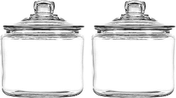 Anchor Hocking Heritage Hill 3 Quart Glass Jar with Lid, Set of 2