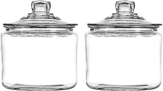 Anchor Hocking Heritage Hill 3 Quart Glass Jar with Lid, Set of 2