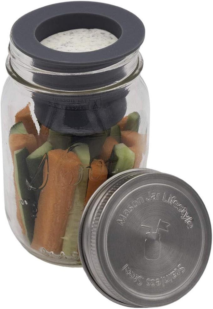 Mason Jar Lifestyle Divider Cup For Salads, Dips, and Snacks. Plastic Free Bento Lunch Container (Ultra Violet, Regular Mouth)