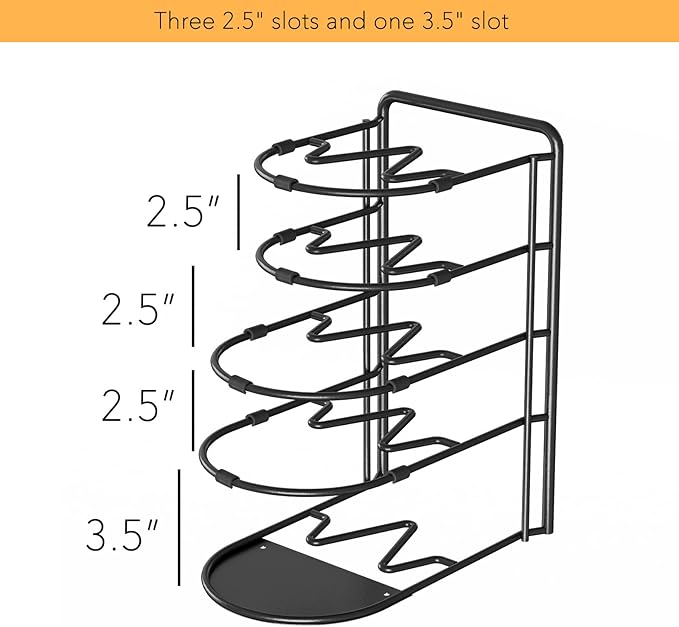 SpaceAid Heavy Duty Pan Organizer Rack for Cabinet, Pot Lid Holder, Kitchen Organization & Storage for Cast Iron Skillet, Bakeware, Cutting Board - No Assembly Required (1 pack)