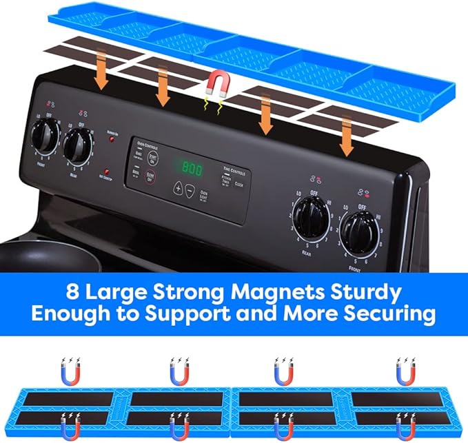 Stove Top for Silicone Shelf,30 Inch Magnetic Shelf Over the Stove Spice Rack,Kitchen Shelf for Above Stovetop Organizer Magnet Flat Back of Stove-Blue