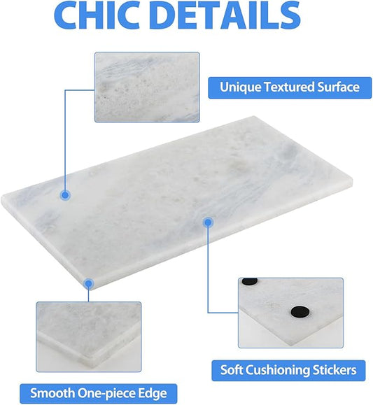Koville African Natural Marble Board for Kitchen Pastry Bread, 12" x 6" Genuine Stone Slab, Marble Tray Cheese Board for Counter, Bathroom Trays Perfume Tray Jewelry Candle Plate (Namib Fantasy)