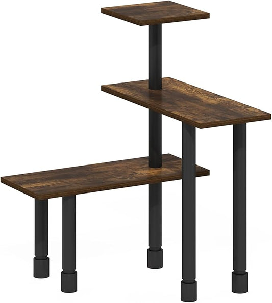 Furinno Turn-N-Tube 3-Tier Multipurpose Corner Countertop Organizer Shelf, Amber Pine/Black