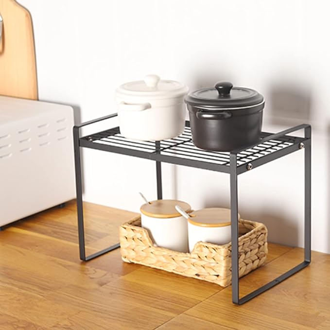 Cabinet Shelf, 13" Kitchen Counter Shelf, Metal Wire Stackable Cupboard Spice Rack, Space Saving Countertop Orgainzer and Storage Rack Shelves for Kitchen Pantry Bathroom