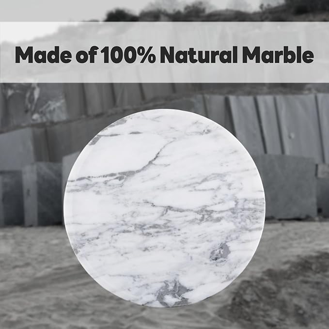 Marble Lazy Susan, 12 in Lazy Susan Turntable Organizer for Cabinet Pantry Kitchen Countertop Fridge Bathroom Makeup Vanity Countertop, Detachable Lazy Susan for Table Top, Arabescato