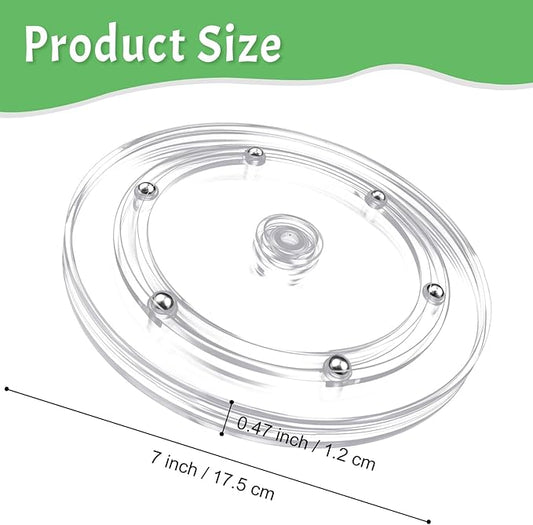 7 inch Transparent Lazy Susan Turntable Acrylic Organizer Ball Bearing Swivel Display Base Kitchen Pantry Spice Rack Countertop Cabinet Stand