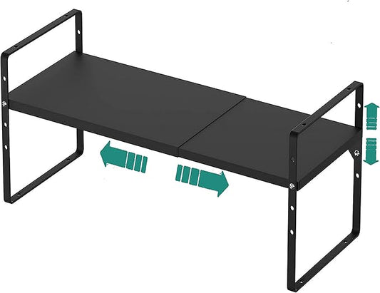 Expandable Metal Shelf, 4-Tier Heavy Duty Kitchen Counter Shelf Organizer, Adjustable Shelf for Cabinet, Pantry, Countertop, 80lbs Capacity