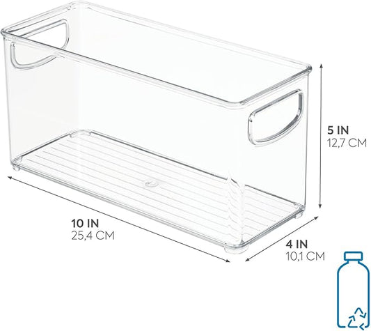 iDesign Pantry Bin with Handles for Kitchen, Fridge, or Freezer, Clear, Made in USA