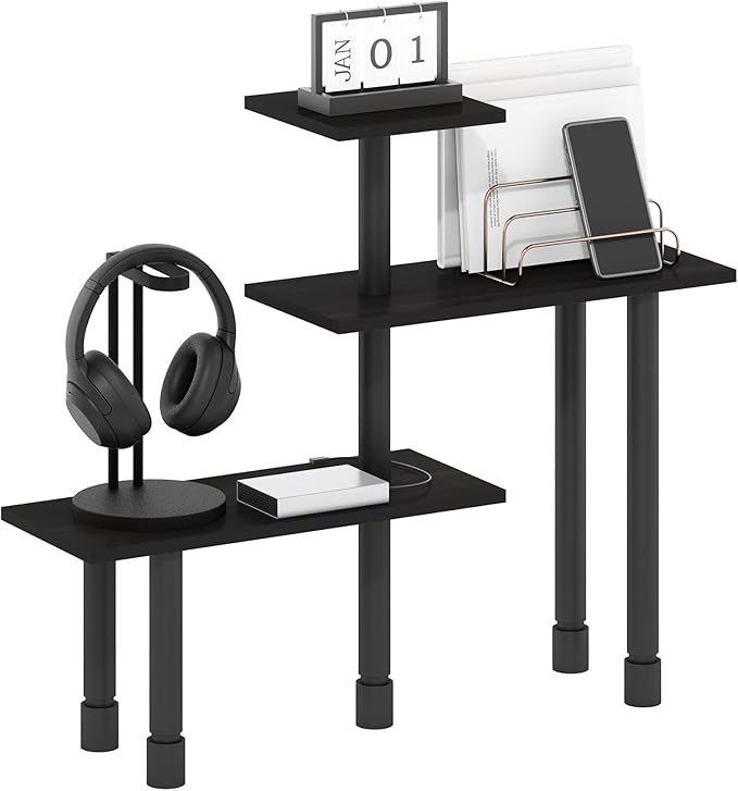 Furinno Turn-N-Tube 3-Tier Multipurpose Corner Countertop Organizer Shelf, Espresso/Black