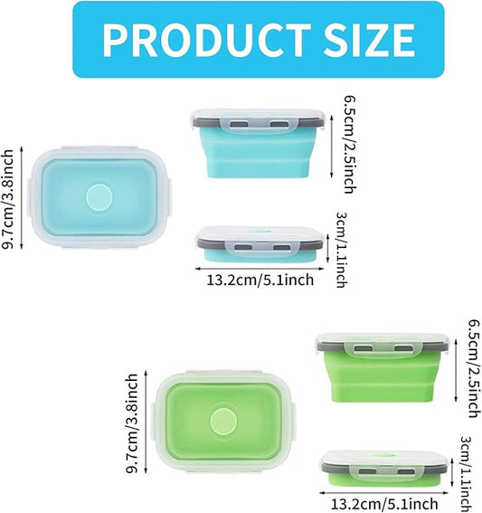 ABSOK 2 Pcs Collapsible Food Storage Containers with Lids and Vent, Silicone Food Storage Containers, Microwave Freezer Dishwasher Safe