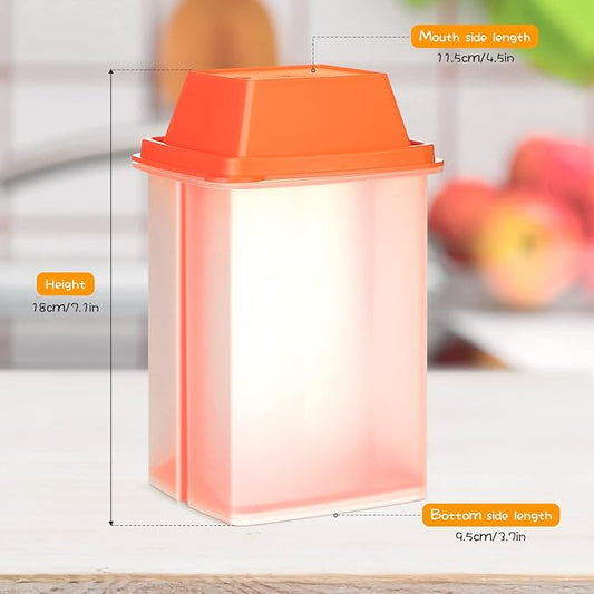Chengu 3 Pieces Jalapeno Pickle Containers with Strainers Square Dispensers Free Storage of Condiment Food Pickle Holder with Easy to Open Lid Design for Pickled Kitchen Tools(Orange)