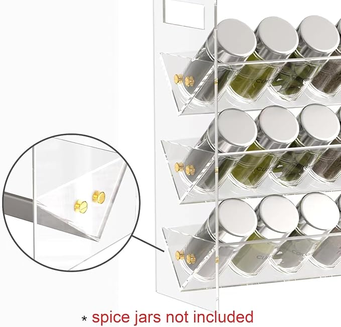 WUIVIUT Spice Rack Organizer for Cabinet Kitchen Countertop Shelf Organizer for Cabinet, Kitchen, Pantry Spice Jars with Clear Acrylic Spice Organizer