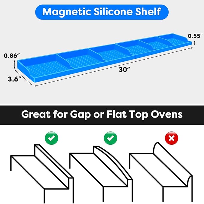 Stove Top for Silicone Shelf,30 Inch Magnetic Shelf Over the Stove Spice Rack,Kitchen Shelf for Above Stovetop Organizer Magnet Flat Back of Stove-Blue