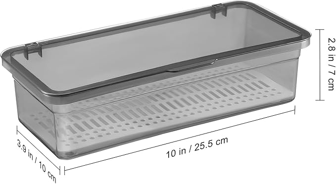 Cabilock Silverware Organizer with Lid Drawer organizer Kitchen Flatware Tray holder Utensil Organizer Drawer Countertop Storage Container (Grey)