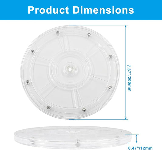 1 Pack 7.87 inch Lazy Susan Turntable - Acrylic Ball Bearing Rotating Tray for Cake, Spice Rack - Perfect for Kitchen Pantry with 360˚Rotation