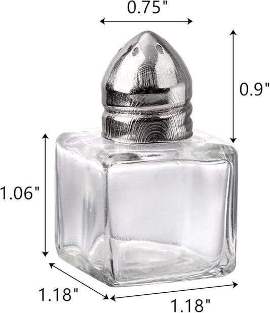 ZEAYEA Set of 24 Small Salt and Pepper Shakers, 0.5 oz Mini Glass Seasoning Jars with Funnel, Glass Cube Body Spice Shakers for Wedding, Party, Restaurant, Home Kitchen Supplies