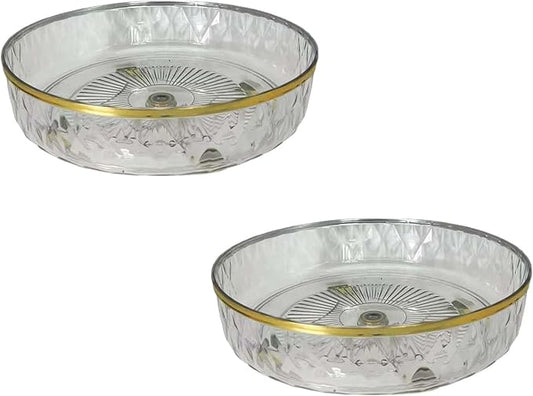 Baimuli Lazy Susan Organizer for Cabinet 2 Pack, 10.6" Clear Lazy Susan Turntable Rotating Organizer, Plastic Organization and Storage Spinning Spice Rack for Kitchen, Bathroom, Pantry, Fridge, Table