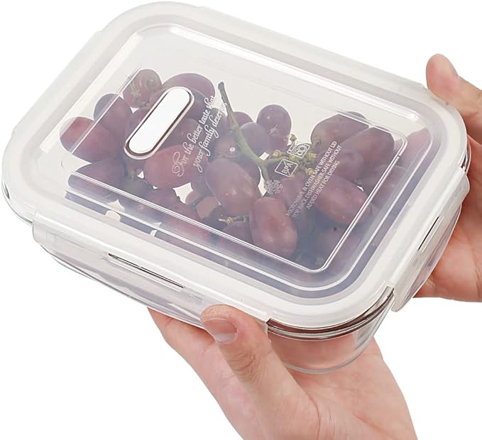 DAS TRUST 3 Pack Glass Food Storage Container Meal Prep Containers Reusable Fridge Organizers Lunch Container for Adults Food Storage Containers