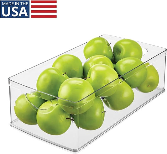 iDesign Plastic Kitchen Cabinet Storage Bin with Handles - Clear - Made in USA