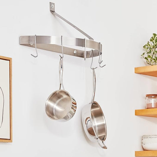 Cuisinart Chef's Classic Half-Circle Wall-Mount Pot Rack, Brushed Stainless
