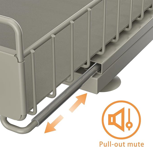 Under Sink Organizer, High Adjustable 2 Tier Under Kitchen Sink Organizer, Multi-Purpose Storage Shelf for Kitchen Bathroom Cabinet, Gray