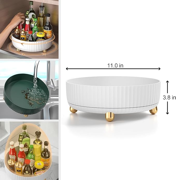 Lazy Susan Rotating Organizer - Perfume, Makeup, Skincare Vanity Tray - Turntable for Cabinet, Pantry, Fridge, Countertop, Bathroom