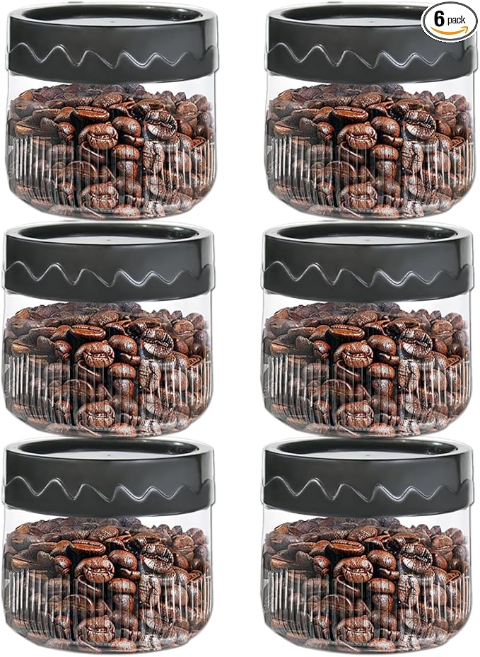 8.5oz Glass Jars with Lids Small Wide Mouth Jar Glass Black Snack Canister for Snack Pudding Yogurt Overnight Oats, 6pack