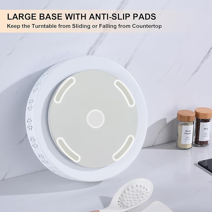 LEMIKKLE 11” Refrigerator Lazy Susan Organizer for Cabinet Countertop, rotating storage rack for kitchen, Turntable Spice Rack Organizer for Kitchen Bathroom Bedroom Pantry Vanity (White 11")