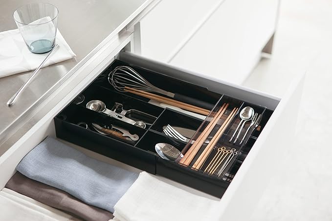 Yamazaki Home Tower Cutlery Drawer Organizer - Kitchen Silverware Utensil Storage Tray - Expandable Ii - Abs Plastic