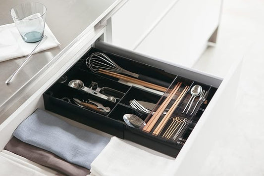 Yamazaki Home Tower Cutlery Drawer Organizer - Kitchen Silverware Utensil Storage Tray - Expandable Ii - Abs Plastic