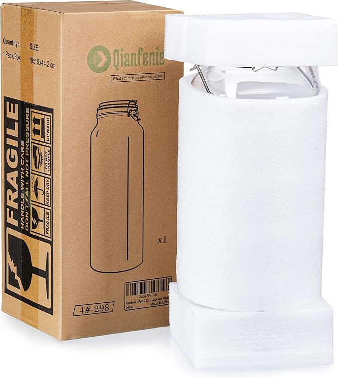 2 Gallon Glass Jar with Airtight Lid(7600ML), Gallon Airtight Glass Storage Jar with Stainless Steel Handle - Large Glass Food Storage Containers with Lids Flour, Sugar, and Dog Treats
