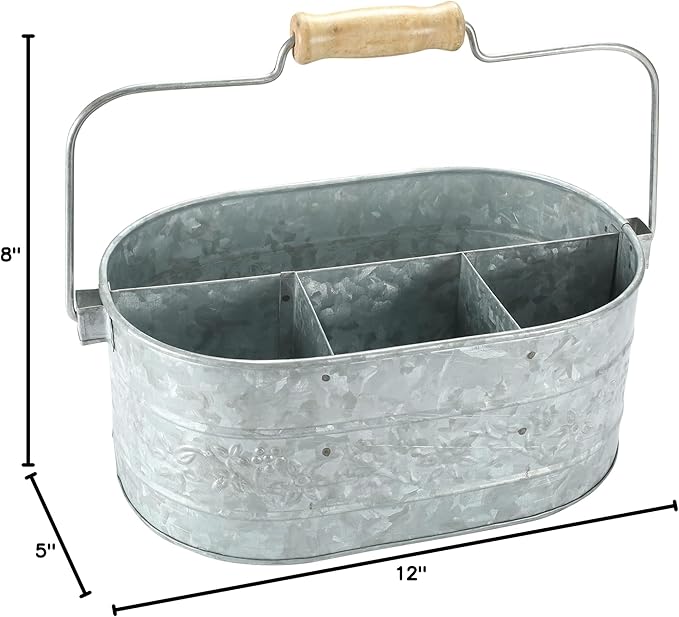 Light & Pro Flatware Caddy, Large Storage Kitchen Bathroom Drawer Organizer, Kitchen Drawer Organizer for Large Utensils, Desk Organizer Pen Pencil Holder - Flower Design - Antique Natural