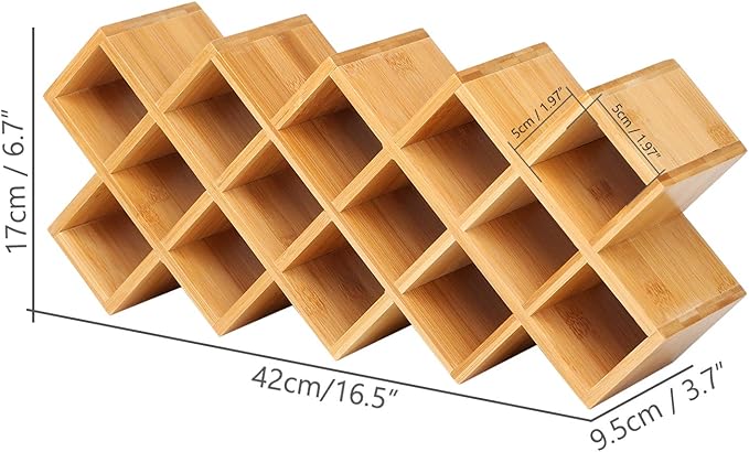 Criss-Cross 18-Jar Bamboo Countertop Spice Rack Organizer, Kitchen Cabinet Cupboard Wall Mount Door Spice Storage, Fit for Round and Square Spice Bottles, Free Standing for Counter, Cabinet or Drawers