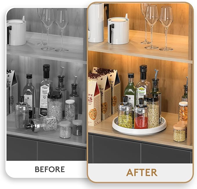 Lazy Susan Organizer Set of 4, 10 Inch Lazy Susan for Table Top,Non-Skid Turntable for Cabinet, Pantry Organization and Storage, Countertop, Vanity,Fridge,Bathroom,Kitchen Spice Rack