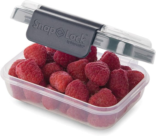 1-Cup Storage Container - Gray, SNL-1006GY Easy-To-Open, Leak-Proof Silicone Seal, Snap-Off Lid, Stackable, BPA FREE