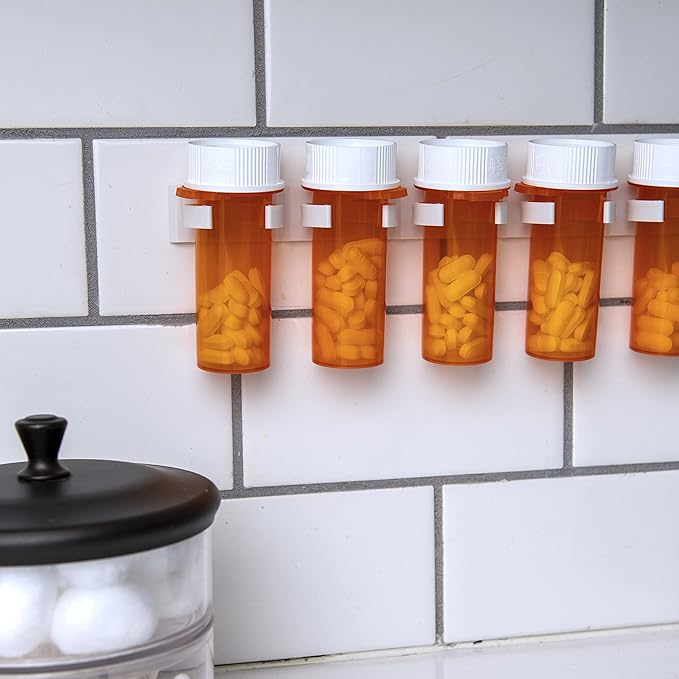 Spice Clip Strips For Cabinet Doors - Organizer for Spices - Spice Rack Holds15 Spice Jars - 3M Adhesive Gripper Clip Strips In White For Pantry 15 Ct