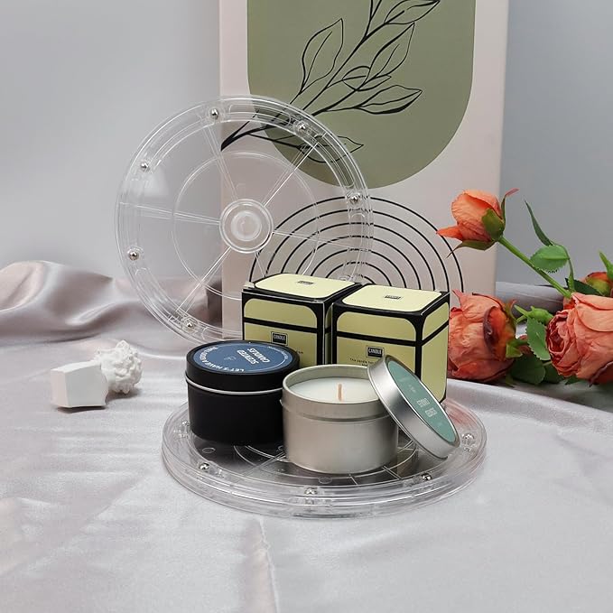 MY MIRONEY Heavy Duty Lazy Susan Turntable Organizer 7" Clear Acrylic Rotating Swivel Stand with Steel Ball Bearings for Spice Rack Cake Decorating TV Laptop Pack of 2