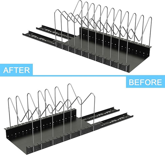 Golener 4 Adjustable Dividers for Pull Out Pots and Pans Organizer - Optional Dividers for Sliding Lid Holder and Pan Rack in Kitchen, Slide Out Cabinet Organizer, Pot Lid, Bakeware and Pan Organizer