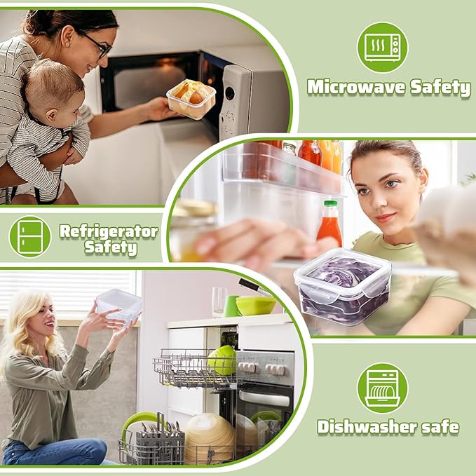 6 Pack Vegetable and Fruit Storage Containers for Fridge, Food Storage Containers with Silicone Lid, Refrigerator Vegetable Crisper Makes Food Stays Fresh Longer, BPA Free & Reusable