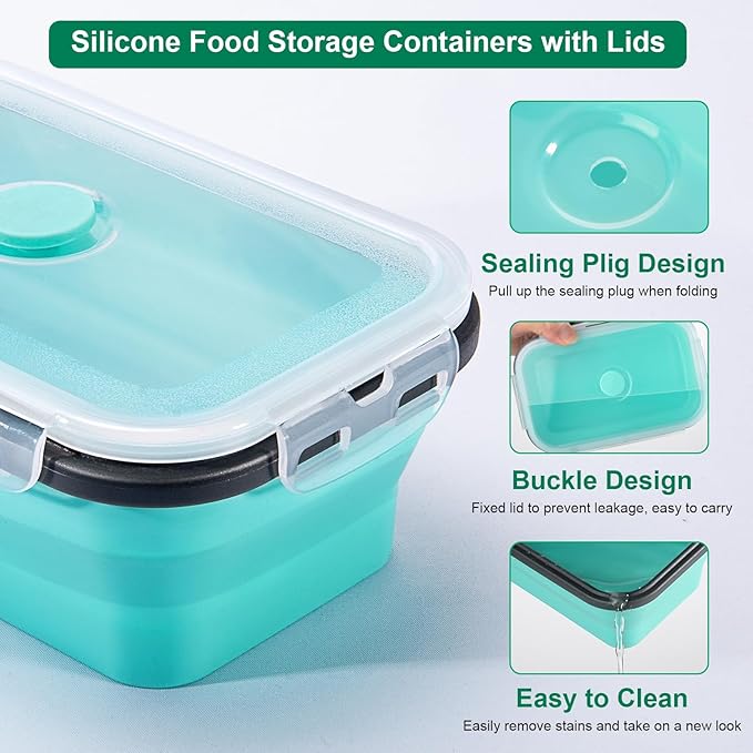 12 Pack Collapsible Food Storage Containers With Lids, Collapsible Storage Containers Sets Silicone Collapsible Bowls For Camping, RV Accessories, Travel Trailer Must (Mixed oz) (12)