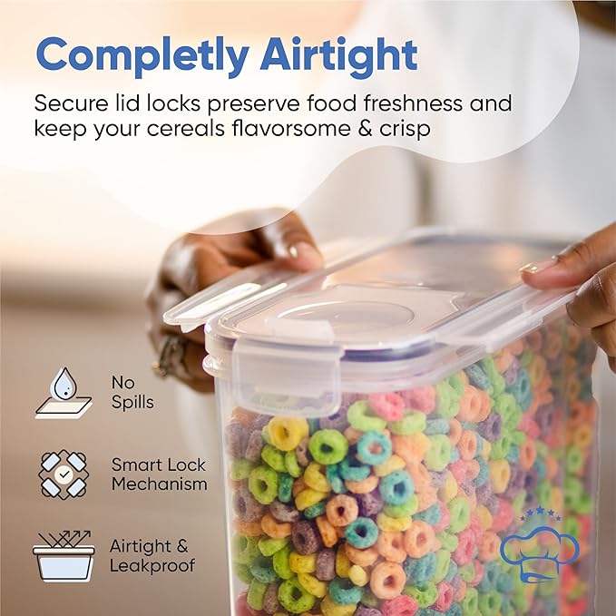 Chef's Path Set of Storage Box - Lunch Box, 8 Labels, Set of Spoons and Marker, Flour Box - BPA-Free Plastic Box (4 L) (4)