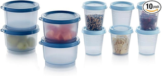 Tupperware Super Snack 10 Container Food Storage Set, Dishwasher Safe and BPA Free (10 Containers, 10 Lids)