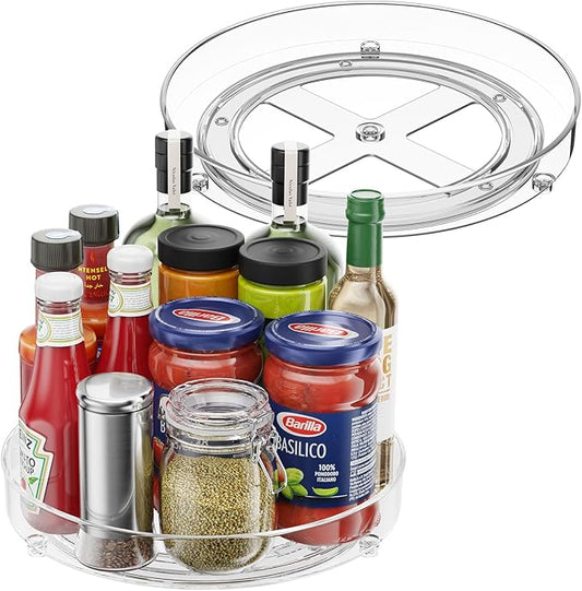 2 Pack Lazy Susan Organizer, 11 Inch Lazy Susan Turntable for Cabinet, Turntable Organizer for Pantry Organizers and Storage, Non-Skid Fridge Organizer