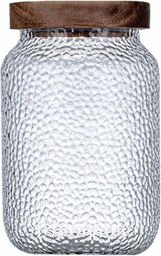 Glass Coffee Jars With Lids 51 oz Clear Jar With Wood Lid Decorative Glass Storage Jars Container Canister for Food Sugar Coffee Bean Candy Cookie 1500ml